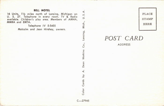 Bell Motel - Vintage Postcard